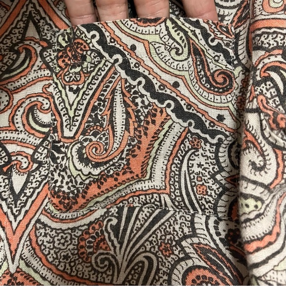 Flax Linen Button Down Shirt Womens SZ Small Paisley Boho Hippie Lagenlook Artsy - Picture 4 of 7